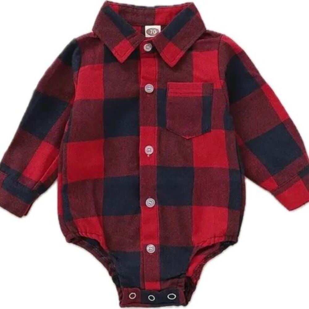 New plaid body suit baby boy 6-12, 12-18 months